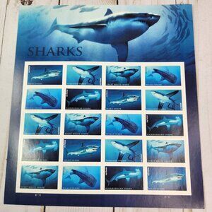 2016 SHARKS US Stamps Sheet of 20 Forever Great White Hammerhead Mako